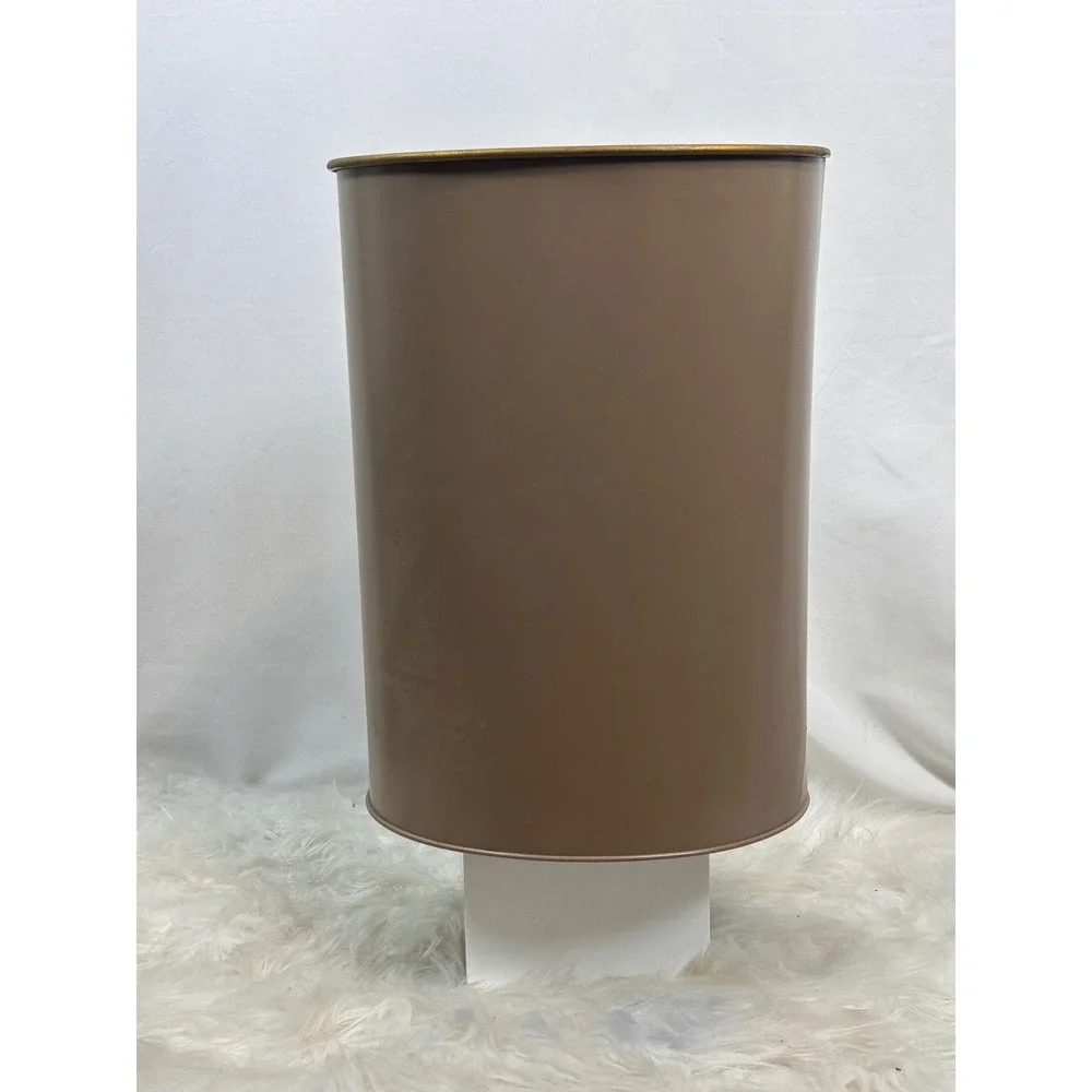 Ruane Manning Signed Wastebasket Home OS Brown Vintage Black Lab Duck Metal Tin